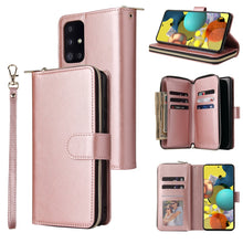 Load image into Gallery viewer, Zipper Wallet Bag Horizontal Flip PU Leather Case with Holder &amp; 9 Card Slots &amp; Wallet &amp; Lanyard &amp; Photo Frame, For Samsung Galaxy A12 5G, For Samsung Galaxy A52 5G, For Samsung Galaxy A72 5G, For Samsung Galaxy S21, For Samsung Galaxy S21 FE           ...
