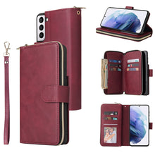 Load image into Gallery viewer, Zipper Wallet Bag Horizontal Flip PU Leather Case with Holder &amp; 9 Card Slots &amp; Wallet &amp; Lanyard &amp; Photo Frame, For Samsung Galaxy A12 5G, For Samsung Galaxy A52 5G, For Samsung Galaxy A72 5G, For Samsung Galaxy S21, For Samsung Galaxy S21 FE           ...
