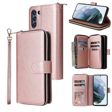 Load image into Gallery viewer, Zipper Wallet Bag Horizontal Flip PU Leather Case with Holder &amp; 9 Card Slots &amp; Wallet &amp; Lanyard &amp; Photo Frame, For Samsung Galaxy A12 5G, For Samsung Galaxy A52 5G, For Samsung Galaxy A72 5G, For Samsung Galaxy S21, For Samsung Galaxy S21 FE           ...