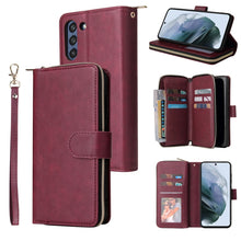 Load image into Gallery viewer, Zipper Wallet Bag Horizontal Flip PU Leather Case with Holder &amp; 9 Card Slots &amp; Wallet &amp; Lanyard &amp; Photo Frame, For Samsung Galaxy A12 5G, For Samsung Galaxy A52 5G, For Samsung Galaxy A72 5G, For Samsung Galaxy S21, For Samsung Galaxy S21 FE           ...