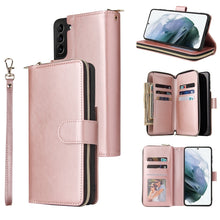 Load image into Gallery viewer, Zipper Wallet Bag Horizontal Flip PU Leather Case with Holder &amp; 9 Card Slots &amp; Wallet &amp; Lanyard &amp; Photo Frame, For Samsung Galaxy A12 5G, For Samsung Galaxy A52 5G, For Samsung Galaxy A72 5G, For Samsung Galaxy S21, For Samsung Galaxy S21 FE           ...