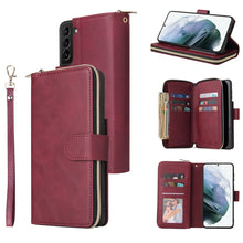 Load image into Gallery viewer, Zipper Wallet Bag Horizontal Flip PU Leather Case with Holder &amp; 9 Card Slots &amp; Wallet &amp; Lanyard &amp; Photo Frame, For Samsung Galaxy A12 5G, For Samsung Galaxy A52 5G, For Samsung Galaxy A72 5G, For Samsung Galaxy S21, For Samsung Galaxy S21 FE           ...