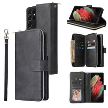 Load image into Gallery viewer, Zipper Wallet Bag Horizontal Flip PU Leather Case with Holder &amp; 9 Card Slots &amp; Wallet &amp; Lanyard &amp; Photo Frame, For Samsung Galaxy A12 5G, For Samsung Galaxy A52 5G, For Samsung Galaxy A72 5G, For Samsung Galaxy S21, For Samsung Galaxy S21 FE           ...