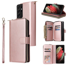 Load image into Gallery viewer, Zipper Wallet Bag Horizontal Flip PU Leather Case with Holder &amp; 9 Card Slots &amp; Wallet &amp; Lanyard &amp; Photo Frame, For Samsung Galaxy A12 5G, For Samsung Galaxy A52 5G, For Samsung Galaxy A72 5G, For Samsung Galaxy S21, For Samsung Galaxy S21 FE           ...