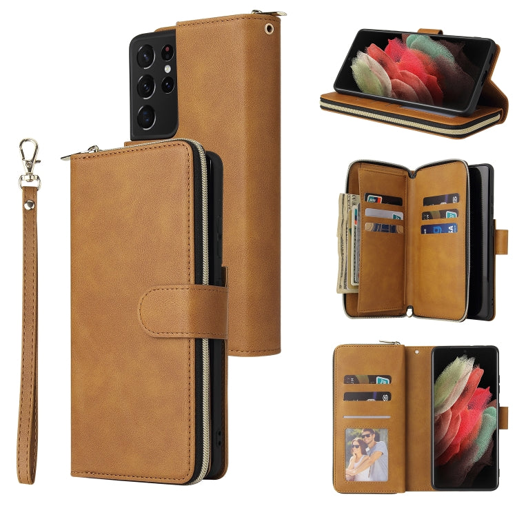 Zipper Wallet Bag Horizontal Flip PU Leather Case with Holder & 9 Card Slots & Wallet & Lanyard & Photo Frame, For Samsung Galaxy A12 5G, For Samsung Galaxy A52 5G, For Samsung Galaxy A72 5G, For Samsung Galaxy S21, For Samsung Galaxy S21 FE           ...