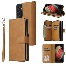 Load image into Gallery viewer, Zipper Wallet Bag Horizontal Flip PU Leather Case with Holder &amp; 9 Card Slots &amp; Wallet &amp; Lanyard &amp; Photo Frame, For Samsung Galaxy A12 5G, For Samsung Galaxy A52 5G, For Samsung Galaxy A72 5G, For Samsung Galaxy S21, For Samsung Galaxy S21 FE           ...