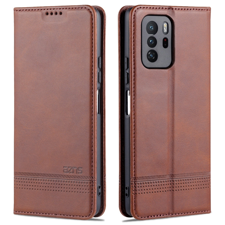 AZNS Magnetic Calf Texture Horizontal Flip Leather Case with Card Slots & Holder & Wallet, For Xiaomi Redmi Note 10 Pro 5G
