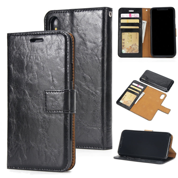 Crazy Horse Texture Detachable Magnetic Back Cover Horizontal Flip Leather Case with Holder & Card Slots & Photo Frame & Wallet, For iPhone 6 / 6s, For iPhone 8 Plus / 7 Plus, For iPhone X / XS, For iPhone XR, For iPhone XS Max