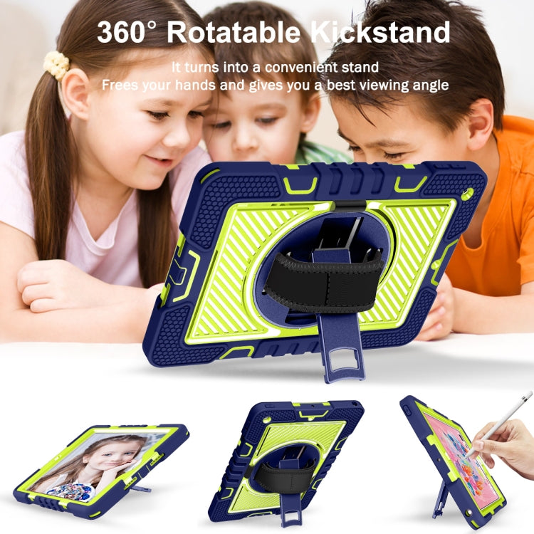 360 Degree Rotation Contrast Color Shockproof Silicone + PC Case with Holder & Hand Grip Strap & Shoulder Strap, For iPad 9.7 2018 / 2017, For iPad 10.2 2021 / 2020 / 2019, For iPad 10.9 / Pro 11 2020 / 2021 / 2018                                      ...