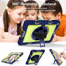 Load image into Gallery viewer, 360 Degree Rotation Contrast Color Shockproof Silicone + PC Case with Holder &amp; Hand Grip Strap &amp; Shoulder Strap, For iPad 9.7 2018 / 2017, For iPad 10.2 2021 / 2020 / 2019, For iPad 10.9 / Pro 11 2020 / 2021 / 2018                                      ...