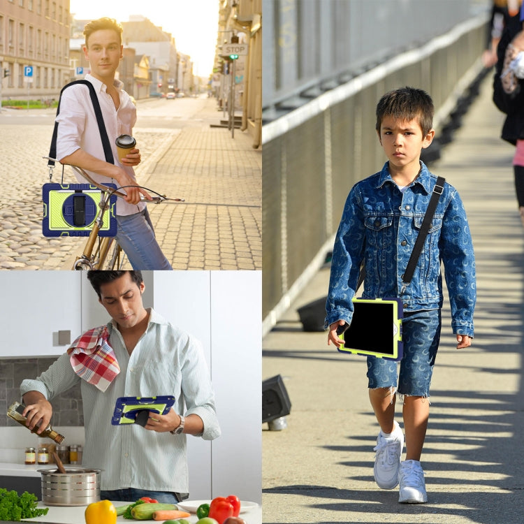 360 Degree Rotation Contrast Color Shockproof Silicone + PC Case with Holder & Hand Grip Strap & Shoulder Strap, For iPad 9.7 2018 / 2017, For iPad 10.2 2021 / 2020 / 2019, For iPad 10.9 / Pro 11 2020 / 2021 / 2018                                      ...