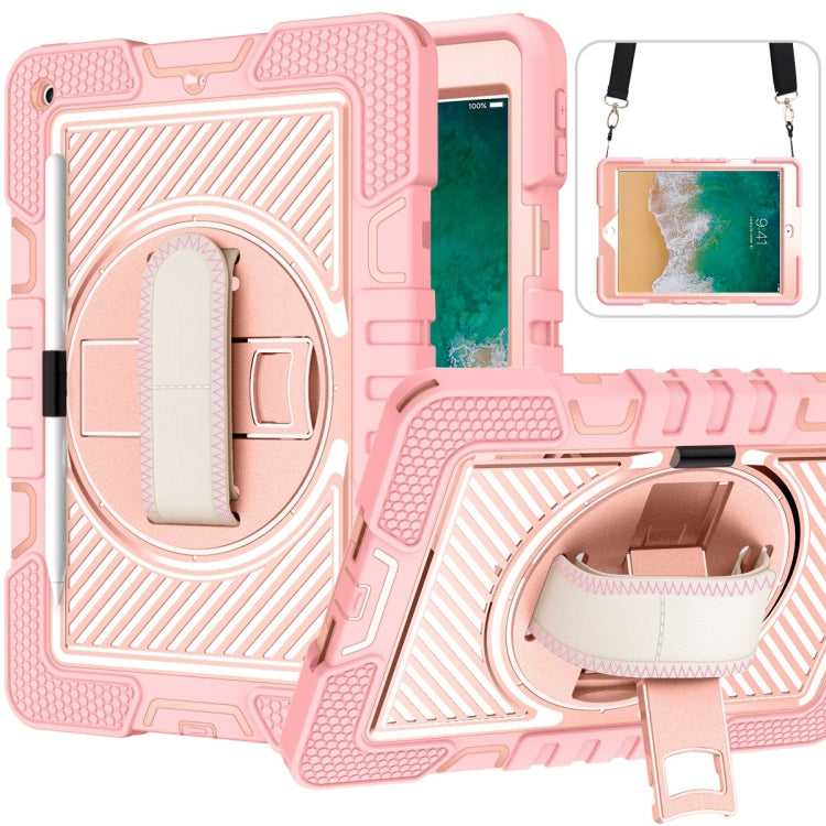 360 Degree Rotation Contrast Color Shockproof Silicone + PC Case with Holder & Hand Grip Strap & Shoulder Strap, For iPad 9.7 2018 / 2017, For iPad 10.2 2021 / 2020 / 2019, For iPad 10.9 / Pro 11 2020 / 2021 / 2018                                      ...