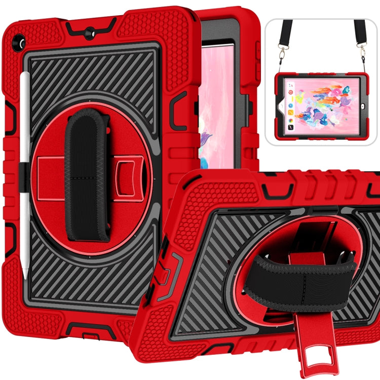 360 Degree Rotation Contrast Color Shockproof Silicone + PC Case with Holder & Hand Grip Strap & Shoulder Strap, For iPad 9.7 2018 / 2017, For iPad 10.2 2021 / 2020 / 2019, For iPad 10.9 / Pro 11 2020 / 2021 / 2018                                      ...