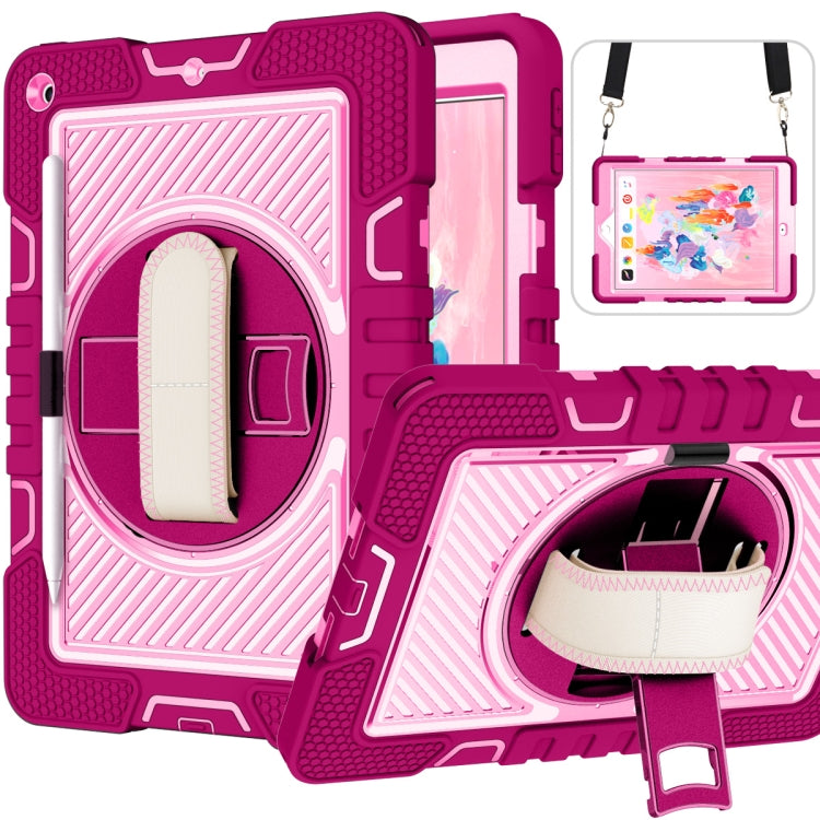 360 Degree Rotation Contrast Color Shockproof Silicone + PC Case with Holder & Hand Grip Strap & Shoulder Strap, For iPad 9.7 2018 / 2017, For iPad 10.2 2021 / 2020 / 2019, For iPad 10.9 / Pro 11 2020 / 2021 / 2018                                      ...