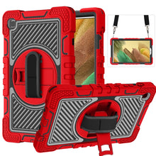Load image into Gallery viewer, 360 Degree Rotation Contrast Color Shockproof Silicone + PC Case with Holder &amp; Hand Grip Strap &amp; Shoulder Strap, For iPad 9.7 2018 / 2017, For iPad 10.2 2021 / 2020 / 2019, For iPad 10.9 / Pro 11 2020 / 2021 / 2018                                      ...