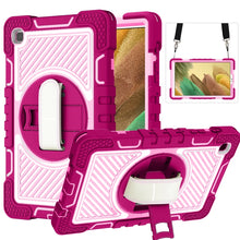 Load image into Gallery viewer, 360 Degree Rotation Contrast Color Shockproof Silicone + PC Case with Holder &amp; Hand Grip Strap &amp; Shoulder Strap, For iPad 9.7 2018 / 2017, For iPad 10.2 2021 / 2020 / 2019, For iPad 10.9 / Pro 11 2020 / 2021 / 2018                                      ...