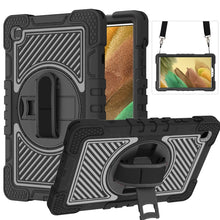 Load image into Gallery viewer, 360 Degree Rotation Contrast Color Shockproof Silicone + PC Case with Holder &amp; Hand Grip Strap &amp; Shoulder Strap, For iPad 9.7 2018 / 2017, For iPad 10.2 2021 / 2020 / 2019, For iPad 10.9 / Pro 11 2020 / 2021 / 2018                                      ...