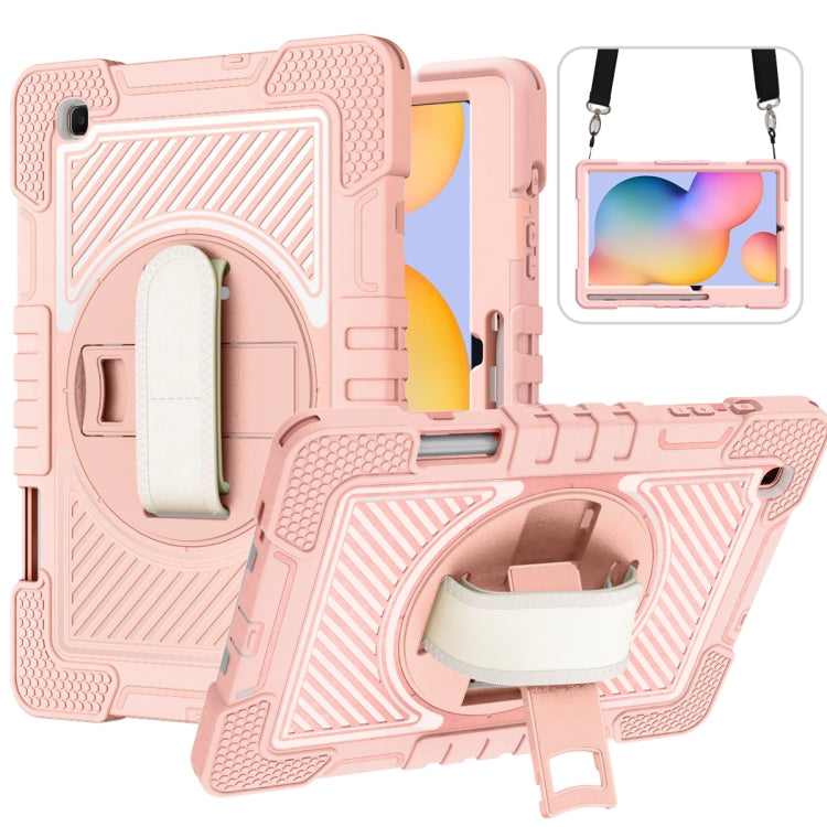 360 Degree Rotation Contrast Color Shockproof Silicone + PC Case with Holder & Hand Grip Strap & Shoulder Strap, For iPad 9.7 2018 / 2017, For iPad 10.2 2021 / 2020 / 2019, For iPad 10.9 / Pro 11 2020 / 2021 / 2018                                      ...