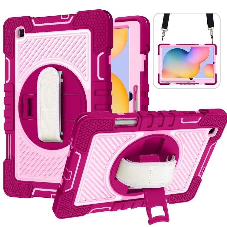 360 Degree Rotation Contrast Color Shockproof Silicone + PC Case with Holder & Hand Grip Strap & Shoulder Strap, For iPad 9.7 2018 / 2017, For iPad 10.2 2021 / 2020 / 2019, For iPad 10.9 / Pro 11 2020 / 2021 / 2018                                      ...