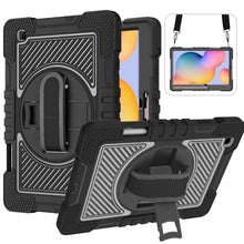Load image into Gallery viewer, 360 Degree Rotation Contrast Color Shockproof Silicone + PC Case with Holder &amp; Hand Grip Strap &amp; Shoulder Strap, For iPad 9.7 2018 / 2017, For iPad 10.2 2021 / 2020 / 2019, For iPad 10.9 / Pro 11 2020 / 2021 / 2018                                      ...