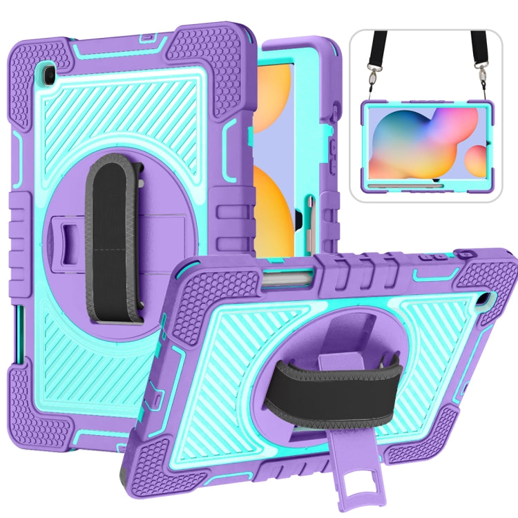 360 Degree Rotation Contrast Color Shockproof Silicone + PC Case with Holder & Hand Grip Strap & Shoulder Strap, For iPad 9.7 2018 / 2017, For iPad 10.2 2021 / 2020 / 2019, For iPad 10.9 / Pro 11 2020 / 2021 / 2018                                      ...