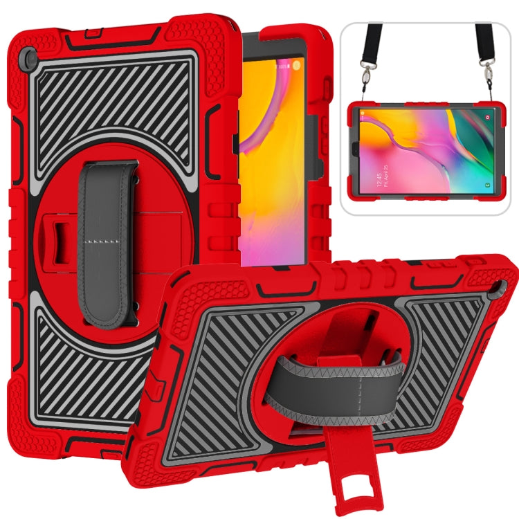 360 Degree Rotation Contrast Color Shockproof Silicone + PC Case with Holder & Hand Grip Strap & Shoulder Strap, For iPad 9.7 2018 / 2017, For iPad 10.2 2021 / 2020 / 2019, For iPad 10.9 / Pro 11 2020 / 2021 / 2018                                      ...