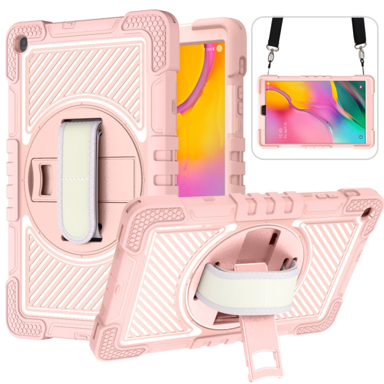 360 Degree Rotation Contrast Color Shockproof Silicone + PC Case with Holder & Hand Grip Strap & Shoulder Strap, For iPad 9.7 2018 / 2017, For iPad 10.2 2021 / 2020 / 2019, For iPad 10.9 / Pro 11 2020 / 2021 / 2018                                      ...