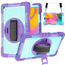 Load image into Gallery viewer, 360 Degree Rotation Contrast Color Shockproof Silicone + PC Case with Holder &amp; Hand Grip Strap &amp; Shoulder Strap, For iPad 9.7 2018 / 2017, For iPad 10.2 2021 / 2020 / 2019, For iPad 10.9 / Pro 11 2020 / 2021 / 2018                                      ...