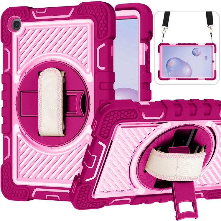 360 Degree Rotation Contrast Color Shockproof Silicone + PC Case with Holder & Hand Grip Strap & Shoulder Strap, For iPad 9.7 2018 / 2017, For iPad 10.2 2021 / 2020 / 2019, For iPad 10.9 / Pro 11 2020 / 2021 / 2018                                      ...