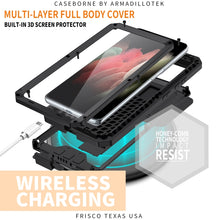 Load image into Gallery viewer, R-JUST Sliding Lens Cover Shockproof Dustproof Waterproof Metal + Silicone Case with Invisible Holder, For Samsung Galaxy S21 Ultra 5G