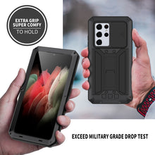Load image into Gallery viewer, R-JUST Sliding Lens Cover Shockproof Dustproof Waterproof Metal + Silicone Case with Invisible Holder, For Samsung Galaxy S21 Ultra 5G
