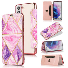 Load image into Gallery viewer, Bronzing Plating PU + TPU Horizontal Flip Leather Case with Holder &amp; Card Slot, For Samsung Galaxy S21+ 5G, For Samsung Galaxy S21 5G, For Samsung Galaxy S20 FE, For Samsung Galaxy S20+, For Samsung Galaxy Note9, For Samsung Galaxy A70                 ...