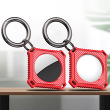 Load image into Gallery viewer, Four Square Carbon Fiber Case with Keychain Ring for AirTag