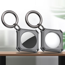 Load image into Gallery viewer, Four Square Carbon Fiber Case with Keychain Ring for AirTag