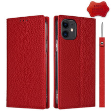 Load image into Gallery viewer, Litchi Texture Horizontal Flip Top Layer Cowhide Leather Case with Holder &amp; Card Slots &amp; Wallet &amp; Strap &amp; Wire Winder, For iPhone 12 mini, For iPhone 12 / 12 Pro, For iPhone 12 Pro Max, For iPhone 11 Pro, For iPhone 11, For iPhone 11 Pro Max           ...