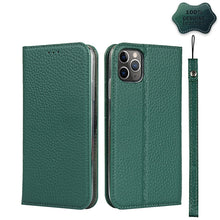 Load image into Gallery viewer, Litchi Texture Horizontal Flip Top Layer Cowhide Leather Case with Holder &amp; Card Slots &amp; Wallet &amp; Strap &amp; Wire Winder, For iPhone 12 mini, For iPhone 12 / 12 Pro, For iPhone 12 Pro Max, For iPhone 11 Pro, For iPhone 11, For iPhone 11 Pro Max           ...