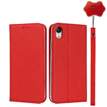Load image into Gallery viewer, Litchi Texture Horizontal Flip Top Layer Cowhide Leather Case with Holder &amp; Card Slots &amp; Wallet &amp; Strap &amp; Wire Winder, For iPhone 6 &amp; 6s, For iPhone 6 Plus &amp; 6s Plus, For iPhone XR, For iPhone XS Max