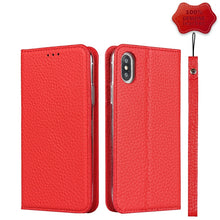 Load image into Gallery viewer, Litchi Texture Horizontal Flip Top Layer Cowhide Leather Case with Holder &amp; Card Slots &amp; Wallet &amp; Strap &amp; Wire Winder, For iPhone 6 &amp; 6s, For iPhone 6 Plus &amp; 6s Plus, For iPhone XR, For iPhone XS Max