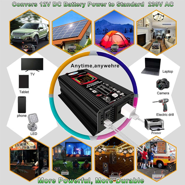 Tang III Generation 12V to 110V 6000W Car Power Inverter with LCD Display & Dual USB, 12V to 110V