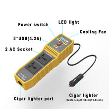 Load image into Gallery viewer, 12V to 220V 300W Car Power Inverter with Three USB, 12V to 220V
