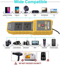 Load image into Gallery viewer, 12V to 220V 300W Car Power Inverter with Three USB, 12V to 220V