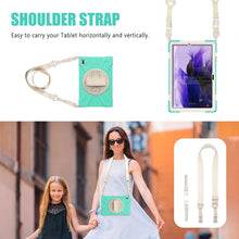Load image into Gallery viewer, Silicone + PC Protective Case with Holder &amp; Shoulder Strap, For Samsung Galaxy Tab S7 FE 5G 12.4 T730, For Samsung Galaxy Tab S7 FE T730 / S7+ / S9+ /S8+