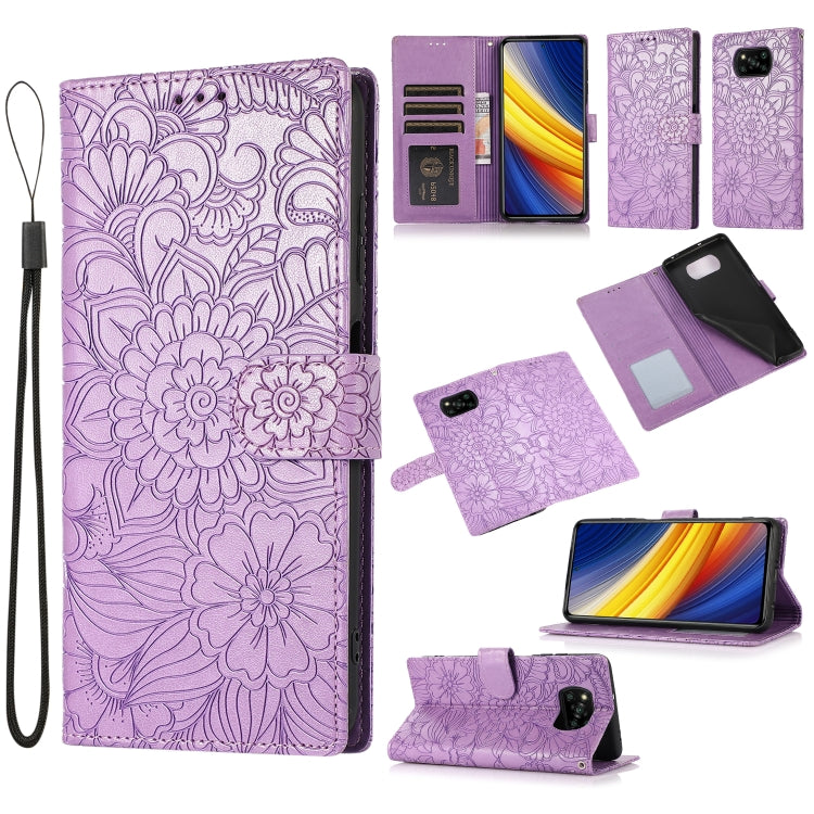 Skin Feel Embossed Sunflower Horizontal Flip Leather Case with Holder & Card Slots & Wallet & Lanyard, For Xiaomi POCO X3 NFC / X3 Pro / X3, For Xiaomi Redmi K40 / K40 Pro / Poco F3, For Xiaomi Mi 10T Lite 5G, For Xiaomi Mi 11, For Xiaomi Redmi Note 9 ...