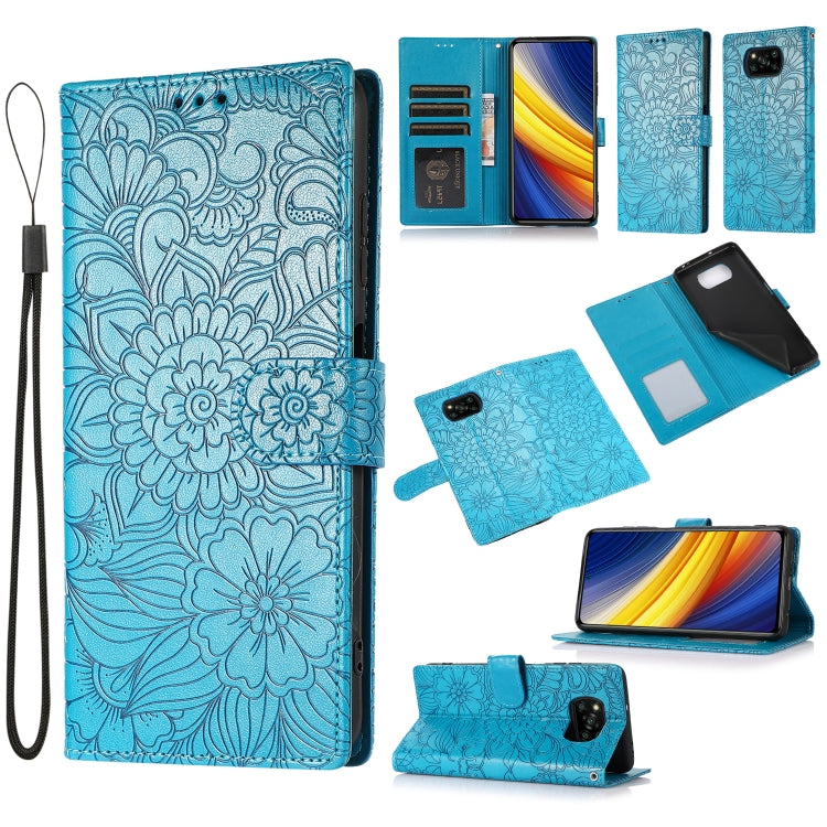 Skin Feel Embossed Sunflower Horizontal Flip Leather Case with Holder & Card Slots & Wallet & Lanyard, For Xiaomi POCO X3 NFC / X3 Pro / X3, For Xiaomi Redmi K40 / K40 Pro / Poco F3, For Xiaomi Mi 10T Lite 5G, For Xiaomi Mi 11, For Xiaomi Redmi Note 9 ...