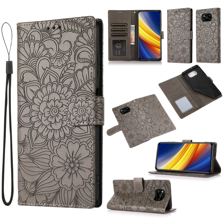 Skin Feel Embossed Sunflower Horizontal Flip Leather Case with Holder & Card Slots & Wallet & Lanyard, For Xiaomi POCO X3 NFC / X3 Pro / X3, For Xiaomi Redmi K40 / K40 Pro / Poco F3, For Xiaomi Mi 10T Lite 5G, For Xiaomi Mi 11, For Xiaomi Redmi Note 9 ...