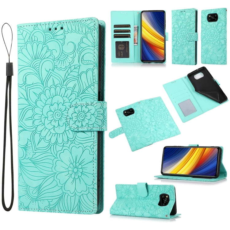Skin Feel Embossed Sunflower Horizontal Flip Leather Case with Holder & Card Slots & Wallet & Lanyard, For Xiaomi POCO X3 NFC / X3 Pro / X3, For Xiaomi Redmi K40 / K40 Pro / Poco F3, For Xiaomi Mi 10T Lite 5G, For Xiaomi Mi 11, For Xiaomi Redmi Note 9 ...