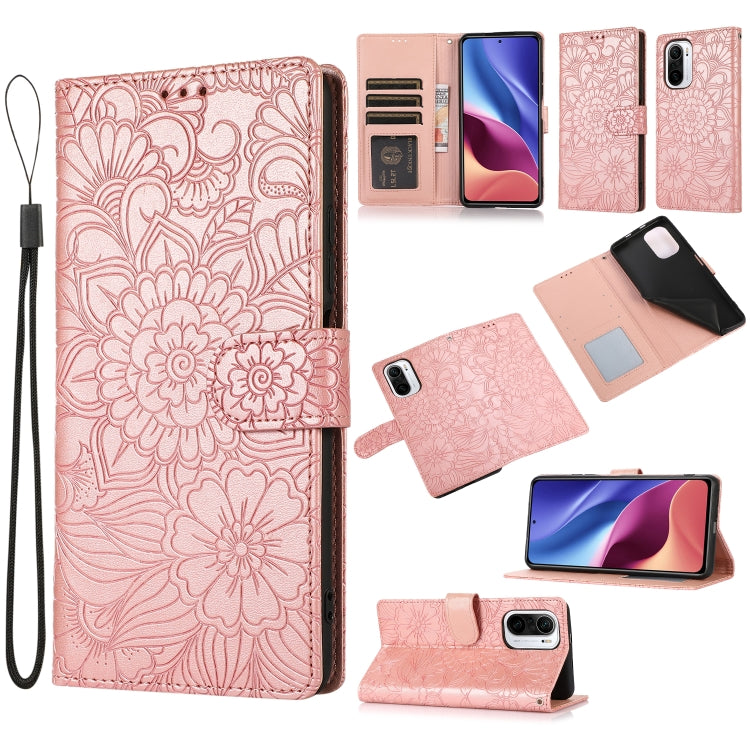 Skin Feel Embossed Sunflower Horizontal Flip Leather Case with Holder & Card Slots & Wallet & Lanyard, For Xiaomi POCO X3 NFC / X3 Pro / X3, For Xiaomi Redmi K40 / K40 Pro / Poco F3, For Xiaomi Mi 10T Lite 5G, For Xiaomi Mi 11, For Xiaomi Redmi Note 9 ...