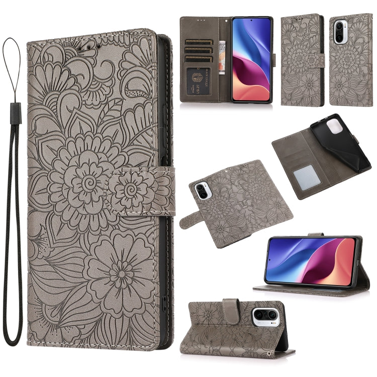 Skin Feel Embossed Sunflower Horizontal Flip Leather Case with Holder & Card Slots & Wallet & Lanyard, For Xiaomi POCO X3 NFC / X3 Pro / X3, For Xiaomi Redmi K40 / K40 Pro / Poco F3, For Xiaomi Mi 10T Lite 5G, For Xiaomi Mi 11, For Xiaomi Redmi Note 9 ...