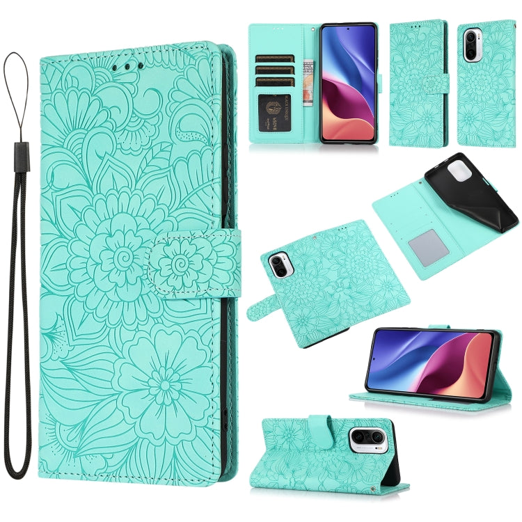 Skin Feel Embossed Sunflower Horizontal Flip Leather Case with Holder & Card Slots & Wallet & Lanyard, For Xiaomi POCO X3 NFC / X3 Pro / X3, For Xiaomi Redmi K40 / K40 Pro / Poco F3, For Xiaomi Mi 10T Lite 5G, For Xiaomi Mi 11, For Xiaomi Redmi Note 9 ...
