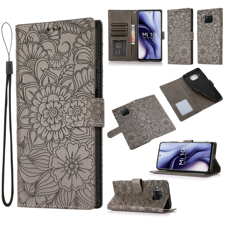 Skin Feel Embossed Sunflower Horizontal Flip Leather Case with Holder & Card Slots & Wallet & Lanyard, For Xiaomi POCO X3 NFC / X3 Pro / X3, For Xiaomi Redmi K40 / K40 Pro / Poco F3, For Xiaomi Mi 10T Lite 5G, For Xiaomi Mi 11, For Xiaomi Redmi Note 9 ...